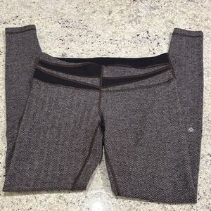 Lululemon Wunder Under Brown/Black/Grey Herringbone Leggings sz 10